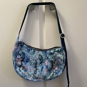 Baggu x Collina Strada Medium Crescent Shoulder Bag in Blue Thorns